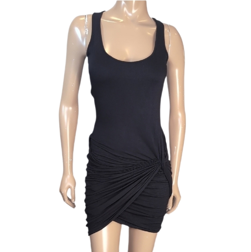 Ardene Ruched Tulip Mini Dress Tank Style Black Sleeveless Womens Size Medium